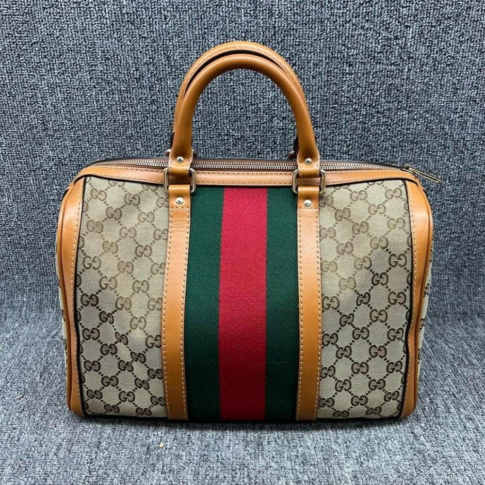 100% Authentic GUCCI Boston GG Cloth Satchel Bag - Picture 2 of 16